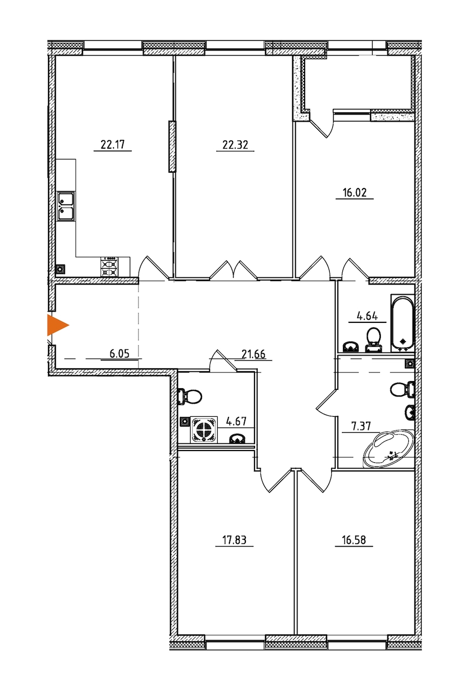 Четырехкомнатная квартира в : площадь 141.76 м2 , этаж: 2 – купить в Санкт-Петербурге